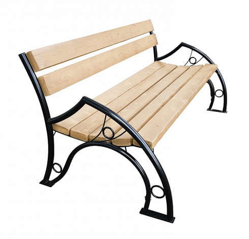 Лавочка садовая деревянная на металлическом каркасе 70Х156 см бежевая "ШАРИКИ"