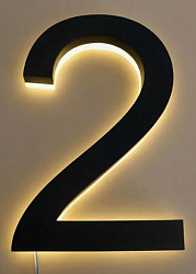 Комплект латунных цифр из нержавеющей стали с подсветкой
Материал: нержавеющая сталь aisi 430
шлифованная, толщина 1 мм.
Габаритные размеры: h=40, 
длина: 560; 710;860;1010мм
